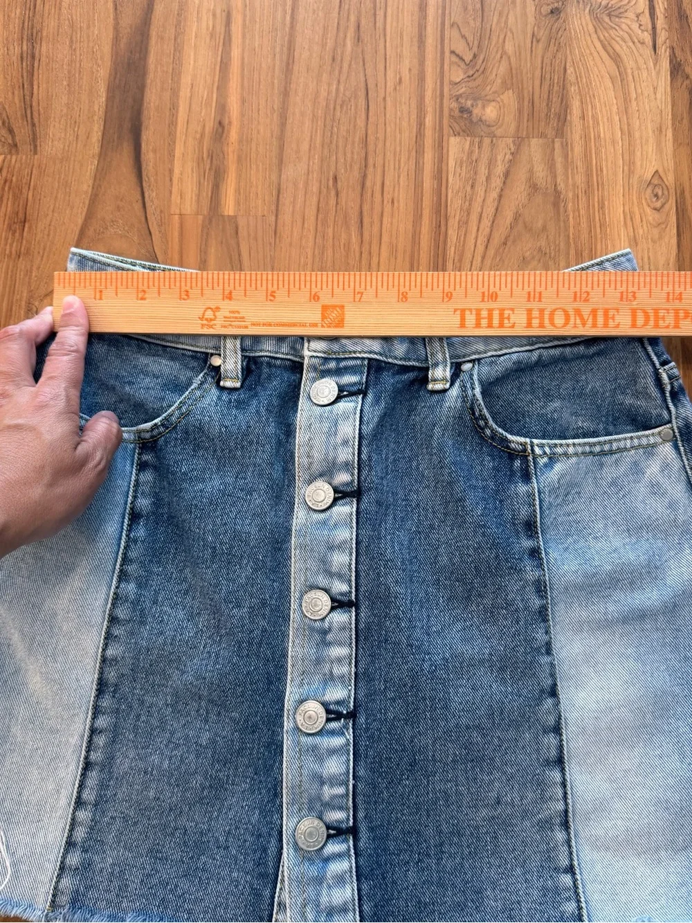 PacSun Two Toned Denim Mini Skirt Women’s 27 Button Front